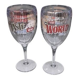 Disney Epcot Food & Wine Festival 2018 Tervis Wine Glasses Set of‎ 2 Collectible